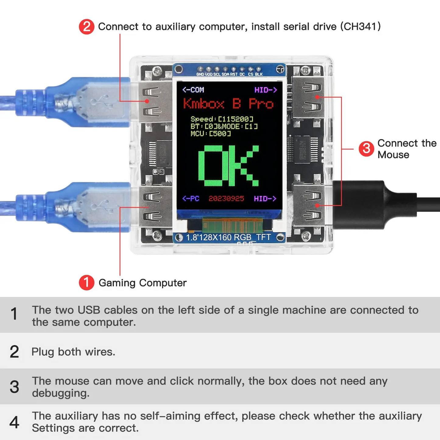 Controlador de ratón y teclado Kmbox B+ (Pro) con pantalla