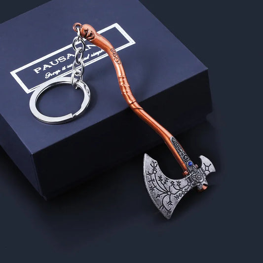 God Of War 4 Kratos Axe Shape KeyChain Exquisite Carved pattern Axe Metal Pendant Keyring Men Women Game Chaveiro Souvenir Gift