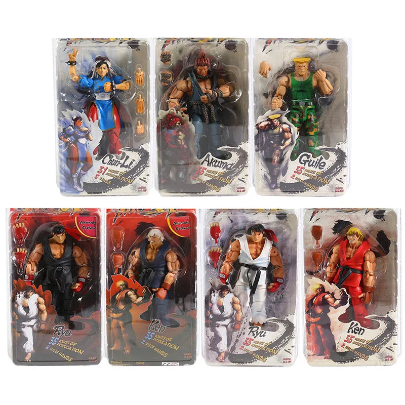 NECA Ryu Ken Chun Li Gouki Guile PVC Action Figure Collectible Model Toy