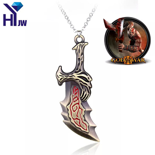 HEYu Fashion Game God Of War Series Necklace Sword OLYMPUS KRATOS Blades of Chaos Necklace Jewelry Classic Weapons Necklace