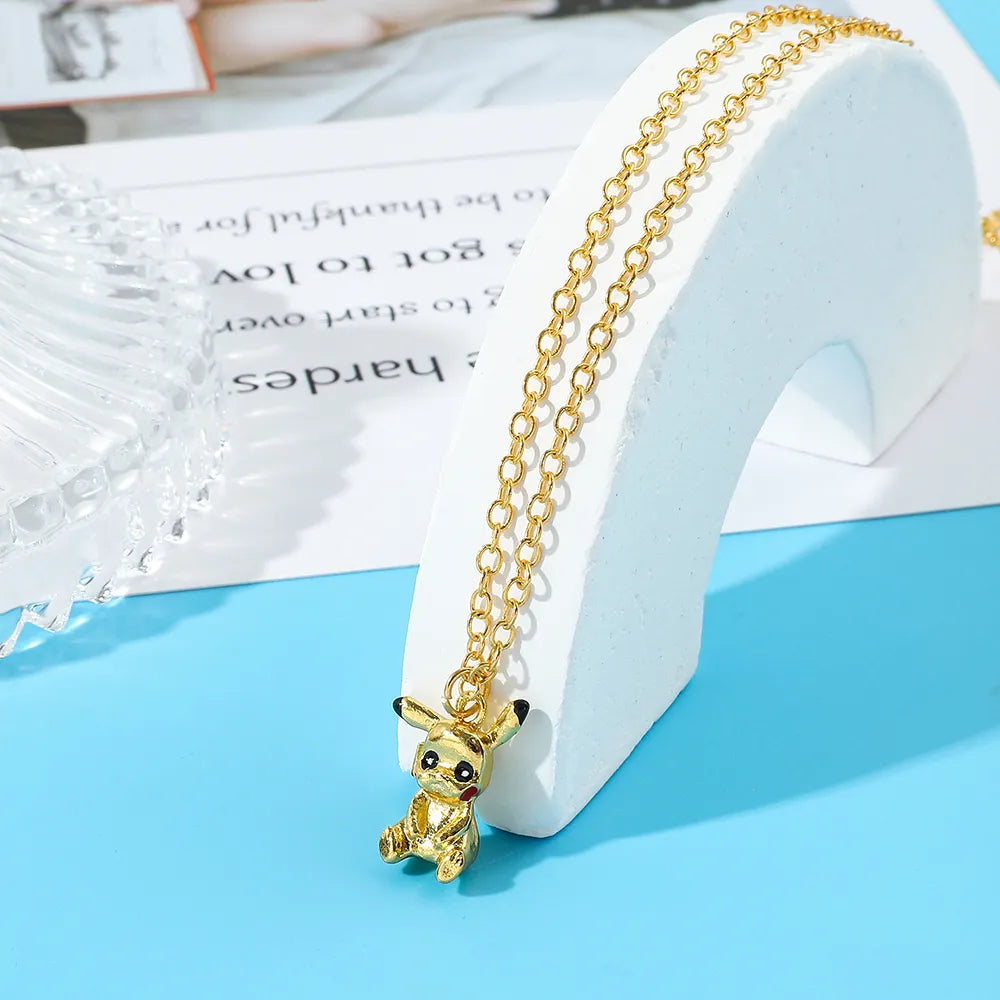 Pokemon GO Pikachu Necklace Cartoon Anime 3D Action Figure Toys Clavicle Chain Y2K Jewelry Kids Women Birthday Kawaii Gift