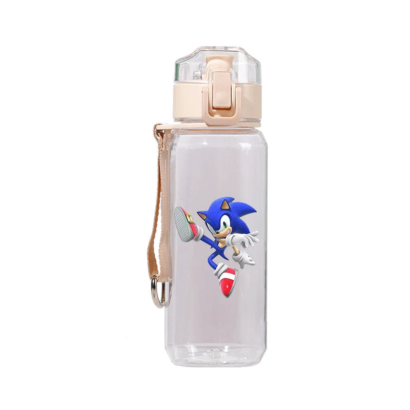 530/560ML Anime Cartoon Sonic The Hedgehog Water Bottle with Time Marker Portable Reusable Plastic Cups Summer Water Cup