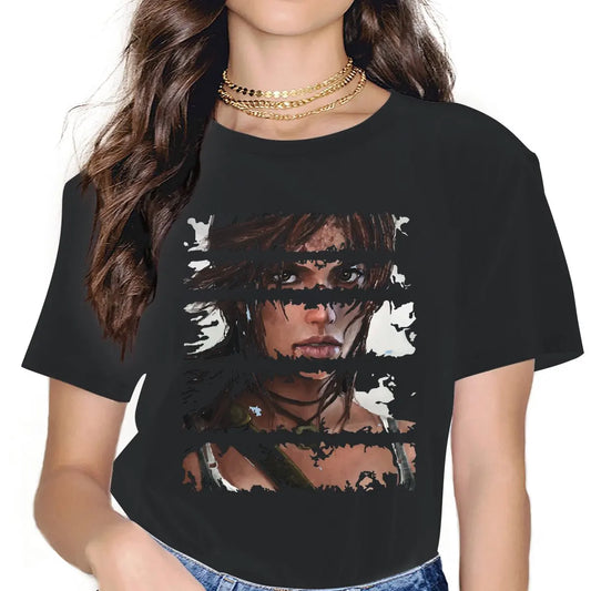 Women Lara Croft Torn T Shirts Tomb Raider Game Tops Unique Short Sleeve O Neck Tees New Arrival T-Shirts
