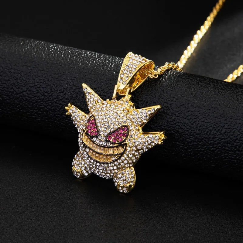 Pokemon Anime Gengar Figuren Lustige Glücksbringer Halskette Anhänger Cartoon Puppen Schmuck Mädchen Spielzeug Modell Zubehör Kinder Geschenk