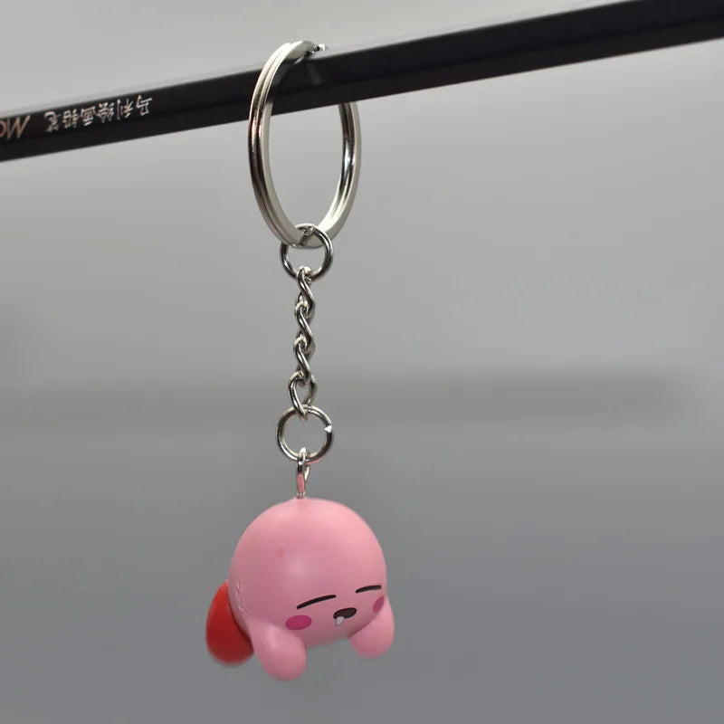 Kirby Anime Games Keychain Pendant Kawaii Cartoon Pink Kirby Waddle Dee Doo Action Figure Mini Dolls Toys for Kids Birthday Gift
