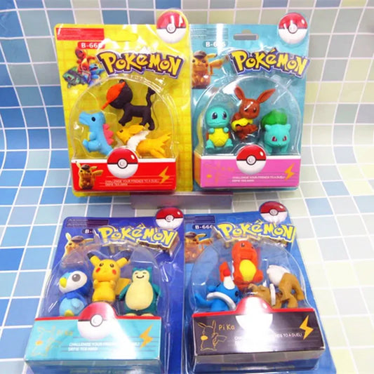 Pokemon Q Cartoon Three-dimensional Elf Magic Pet Ball Eraser Pokmon Diy Assembly and Disassembly Creative Children's Eraser