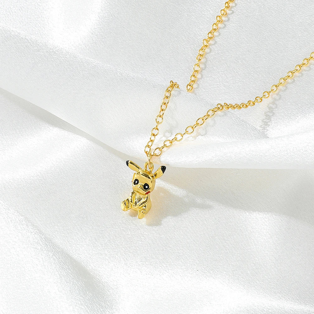 Pokemon GO Pikachu Necklace Cartoon Anime 3D Action Figure Toys Clavicle Chain Y2K Jewelry Kids Women Birthday Kawaii Gift