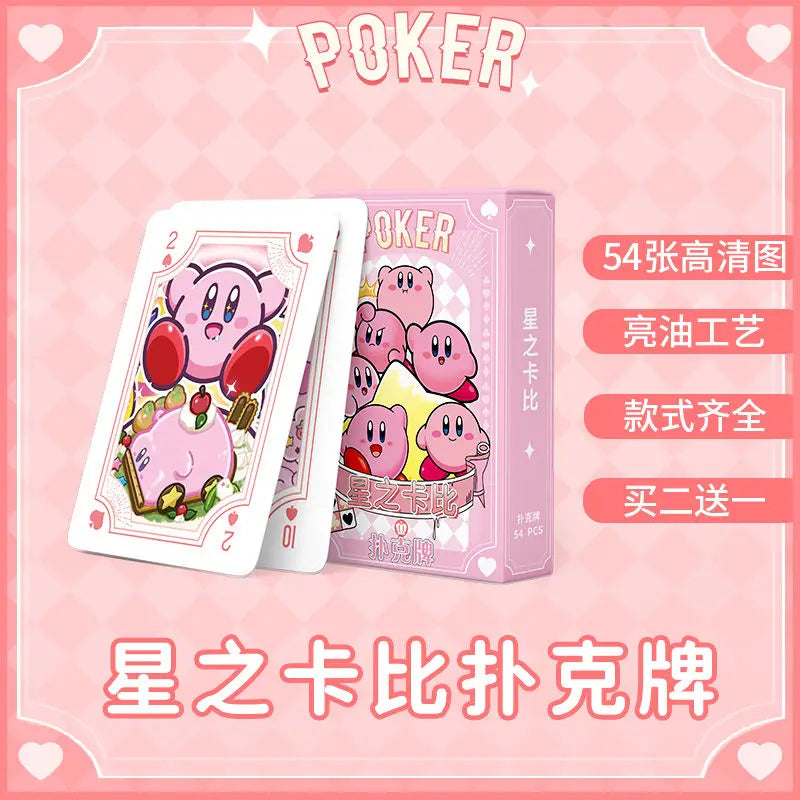 Cute Kawaii Cartoon Kirby My Melody Cinnamoroll Kuromi Hellokitty Playing Cards Game Animation Collection Card Gift Toys