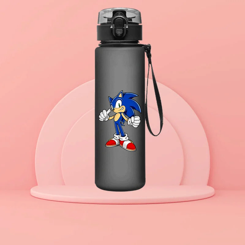 530/560ML Anime Cartoon Sonic The Hedgehog Water Bottle with Time Marker Portable Reusable Plastic Cups Summer Water Cup