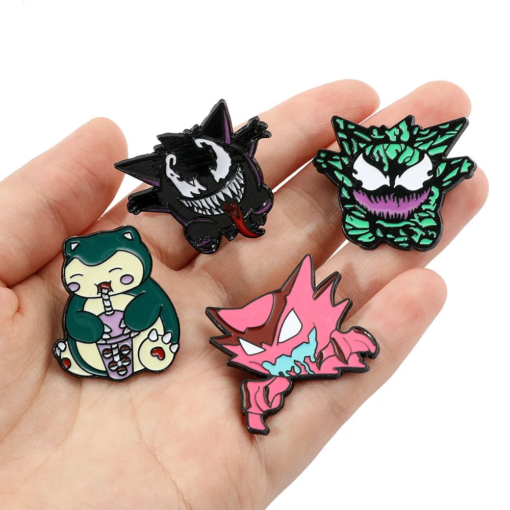 Anime Pokemon Enamel Pins Gengar Eevee Lapel Pins for Backpacks Brooches for Women Enamels Pin Gift Fashion Jewelry Accessories