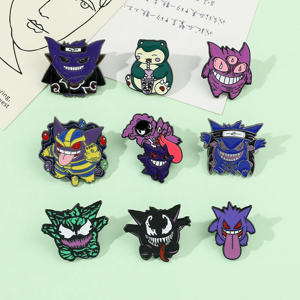 Anime Pokemon Enamel Pins Gengar Eevee Lapel Pins for Backpacks Brooches for Women Enamels Pin Gift Fashion Jewelry Accessories