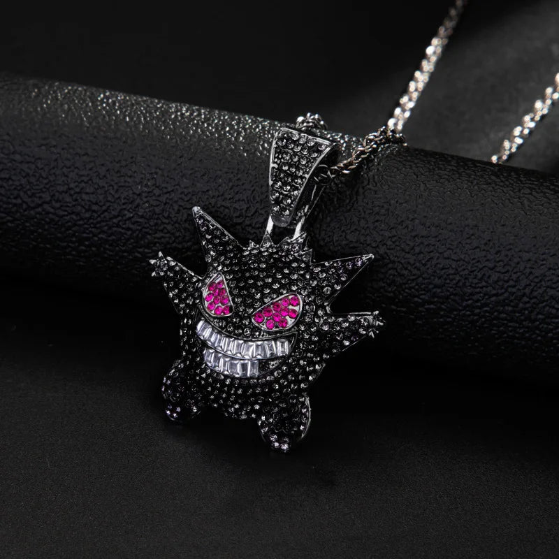 Pokemon Anime Gengar Figuren Lustige Glücksbringer Halskette Anhänger Cartoon Puppen Schmuck Mädchen Spielzeug Modell Zubehör Kinder Geschenk