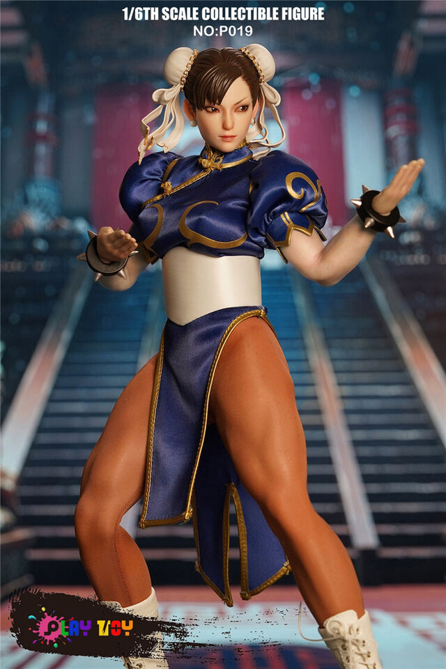 PLAY TOY P019 1/6 Women Soldier Fighter Girl Chun Li Fighting Goddess Full Set 12'' Action Figure High Gradesilicone Body