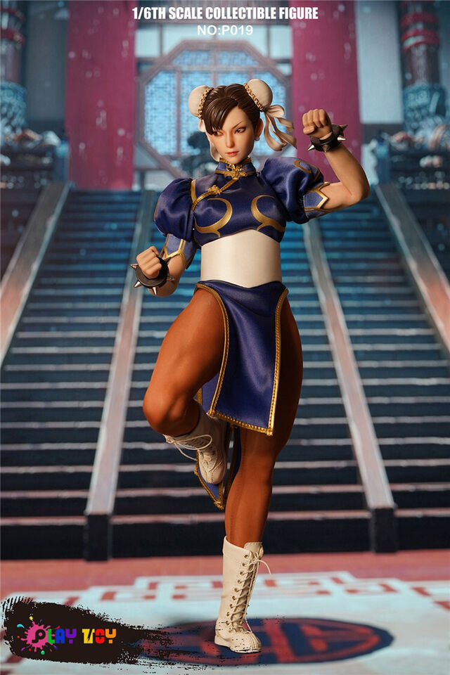 PLAY TOY P019 1/6 Women Soldier Fighter Girl Chun Li Fighting Goddess Full Set 12'' Action Figure High Gradesilicone Body