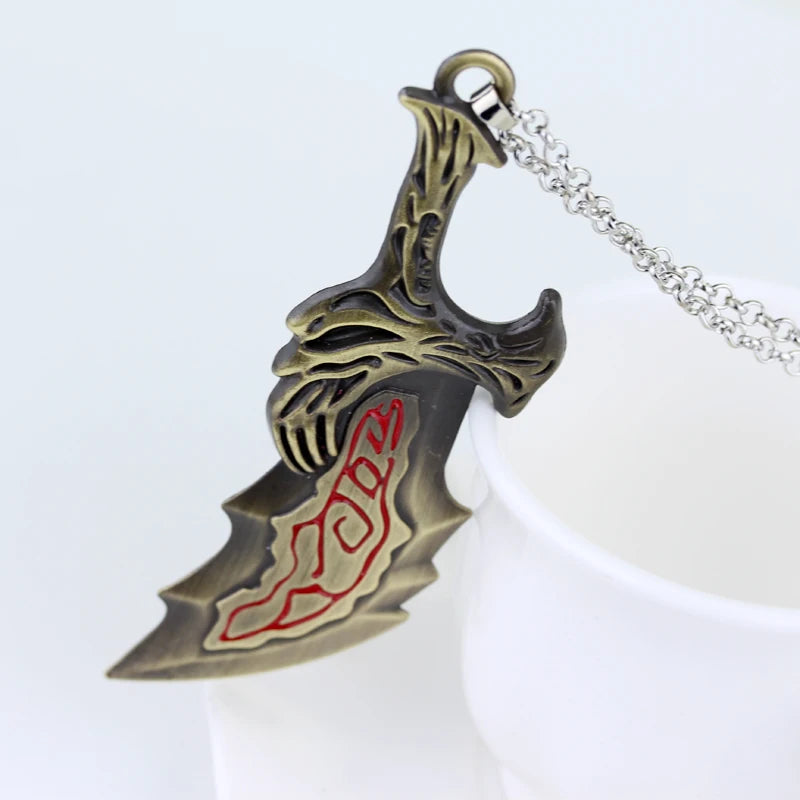 HEYu-collar de la serie God Of War, juego de moda, espada, OLYMPUS, KRATOS, hojas del caos, joyería, collar de armas clásicas