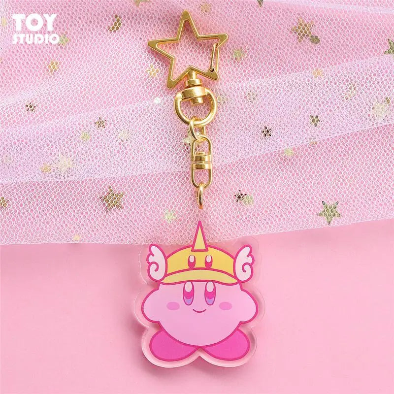 5 cm Kawaii Cartoon süße Airpods Kirby Star Schlüsselanhänger Acryl Abzeichen Mini Schlüsselanhänger Anhänger Anhänger Mädchen Geschenk