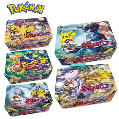 42 Stück Englisch SCARLET VIOLET Eisen Metallbox Pokemon Karten Arceus Vstar Vmax Karte Golden Limited Game Collection Karten Spielzeug