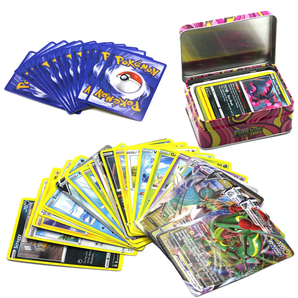 42 Stück Englisch SCARLET VIOLET Eisen Metallbox Pokemon Karten Arceus Vstar Vmax Karte Golden Limited Game Collection Karten Spielzeug