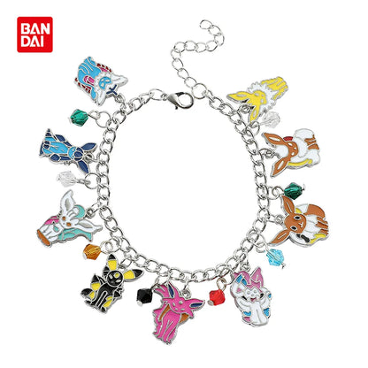 Pulsera de Anime Pokemon, pulseras colgantes de Eevee de dibujos animados bonitos, brazalete con abalorio esmaltado de Metal, joyería de moda para mujer, regalos de cadena de mano