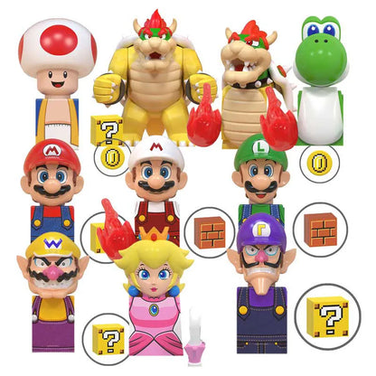 WM6103 Super Bros juegos japoneses Luigi Yoshi Bowser Koopa Kinopio Wario Peach minifiguras de dibujos animados de Anime bloques de construcción