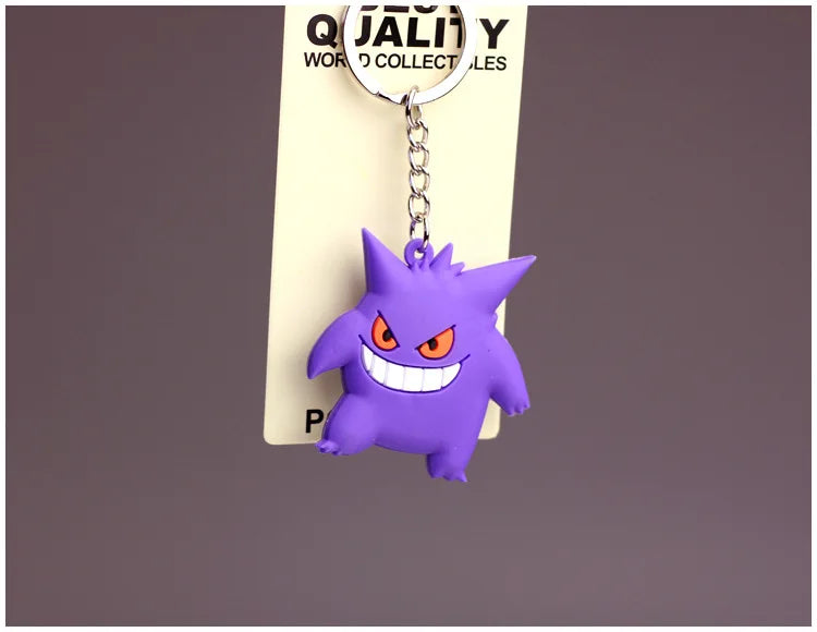 Pokemon Anime Marowak Abra Gengar Ponyta Porygon aleación llaveros de silicona accesorios colgante bolsa colgante de llavero regalos de cumpleaños