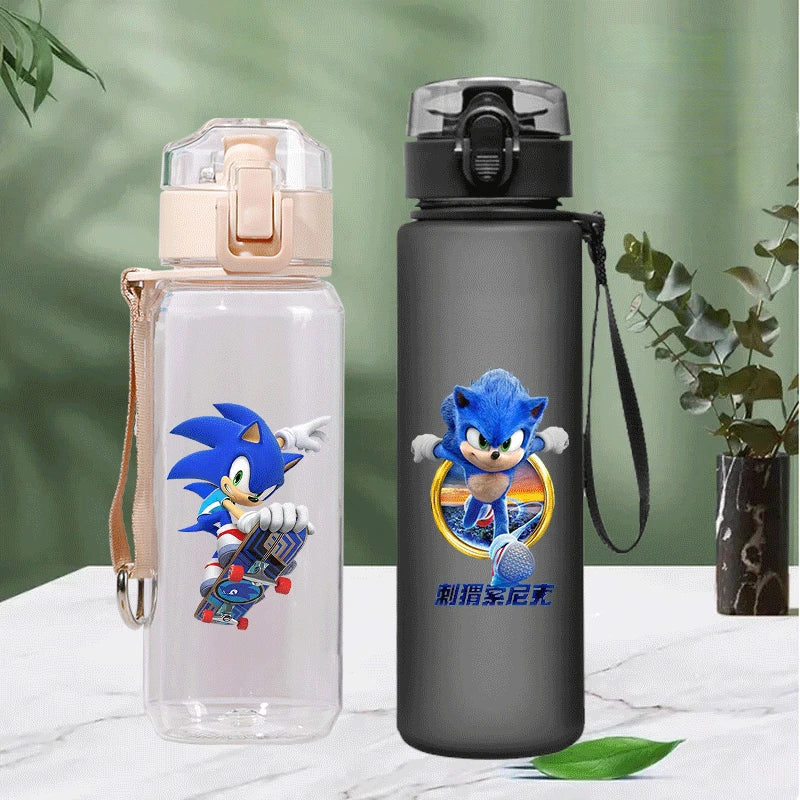 530/560 ml Anime Cartoon Sonic The Hedgehog Wasserflasche mit Zeitmarkierung Tragbare wiederverwendbare Plastikbecher Sommer Wasserbecher