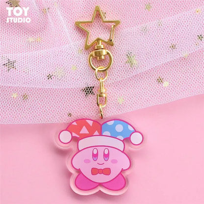 5 cm Kawaii Cartoon süße Airpods Kirby Star Schlüsselanhänger Acryl Abzeichen Mini Schlüsselanhänger Anhänger Anhänger Mädchen Geschenk