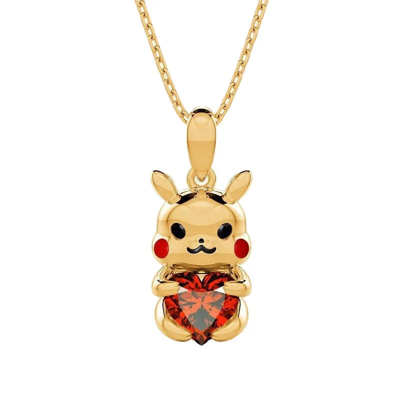 Neue Pokemon Serie Kawaii Pikachu Halskette Kreative Gelbgold Niedliche Pika LoveStone Ohrring für Freundinnen Paar Geburtstagsgeschenk