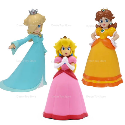 3 Stile Mario Bros Figuren Pfirsich Prinzessin Daisy Rosalina Schönheit Anime Action PVC Spielzeug Figuren Spiel Puppe Geschenke für Kinder