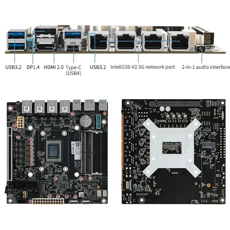 AMD Ryzen 7 8845HS 17X17 ITX Mainboard 7940HS USB4 4x i226-V 2.5G LAN NAS Motherboard 9-Bay 9xSATA3.0 2xM.2 NVMe PCIE X16 2xDDR5