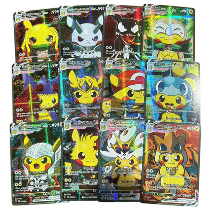 27-55 Teile/schachtel Neue Pokemon Anime Holographische Karten Pikachu Charaktere Cosplay Englisch Shiny Sammlung Trading Card Spielzeug Kinder Geschenk