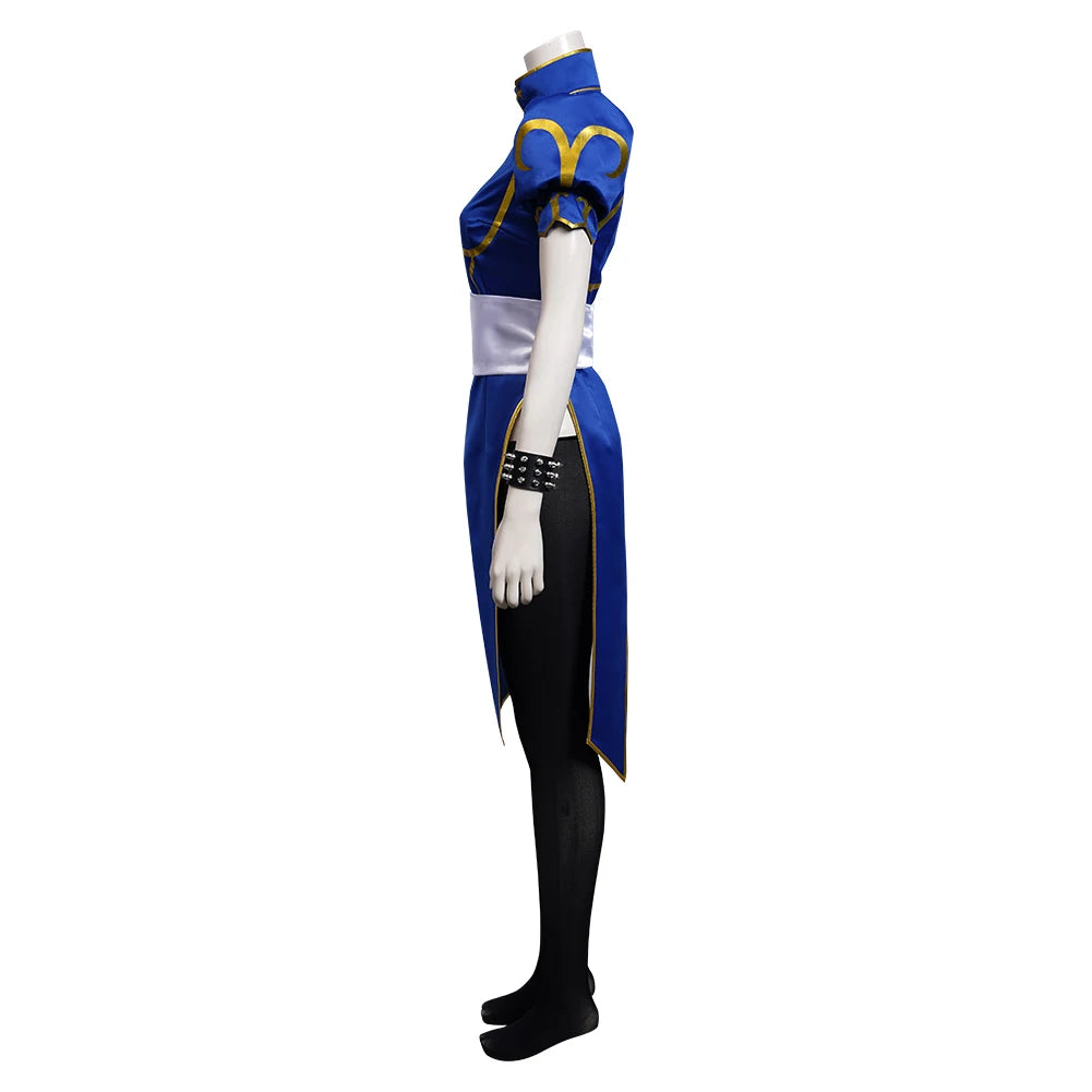 Chun Li Cosplay Kleid Kostüm Spiel SF Rolle Spielen Blaue Röcke Outfit Frauen Full Set Weibliche Halloween Party Disguise Anzug für Dame