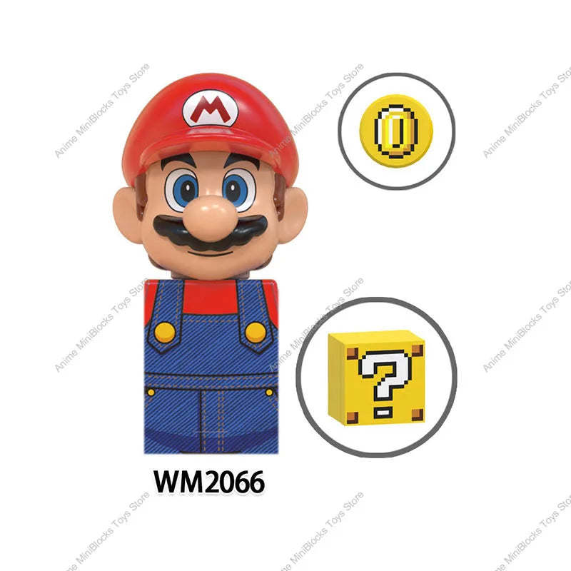 WM6103 Super Bros juegos japoneses Luigi Yoshi Bowser Koopa Kinopio Wario Peach minifiguras de dibujos animados de Anime bloques de construcción