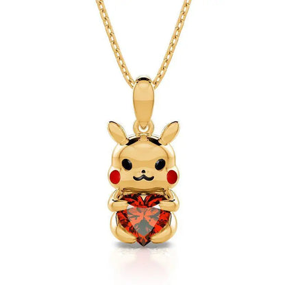 Neue Pokemon Serie Kawaii Pikachu Halskette Kreative Gelbgold Niedliche Pika LoveStone Ohrring für Freundinnen Paar Geburtstagsgeschenk