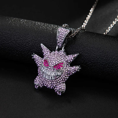 Pokemon Anime figuras de Gengar divertidos amuletos de la suerte COLLAR COLGANTE muñecas de dibujos animados joyería niñas juguete modelo accesorios regalo para niños