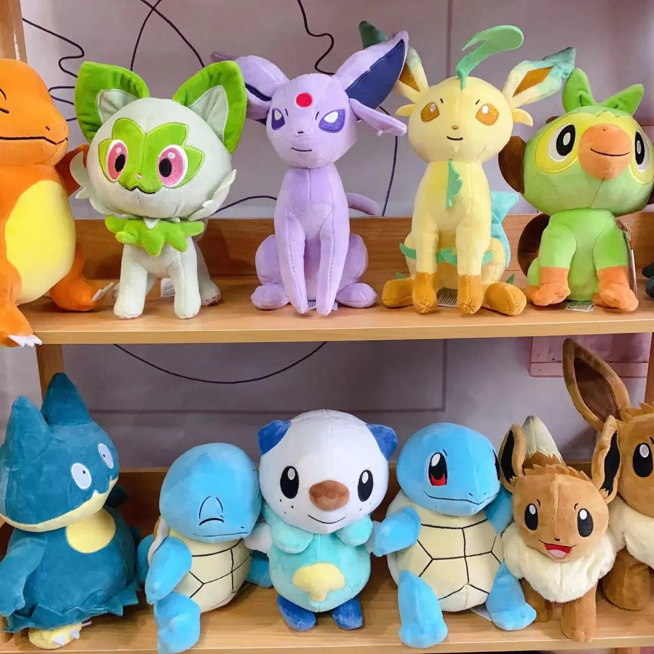 18-28cm Pokemon Plüsch Spielzeug Grookey Sprigatito Oshawott Leafeon Espeon Morpeko Gonbe Mimikyu Anime Figur Peluche Spielzeug