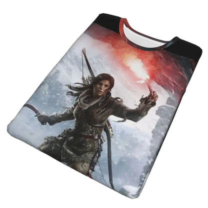 Camiseta de poliéster con cuello redondo de Lara Croft, camiseta fina Original de Tomb Raider Jonah Maiava, ropa para hombre, gran oferta