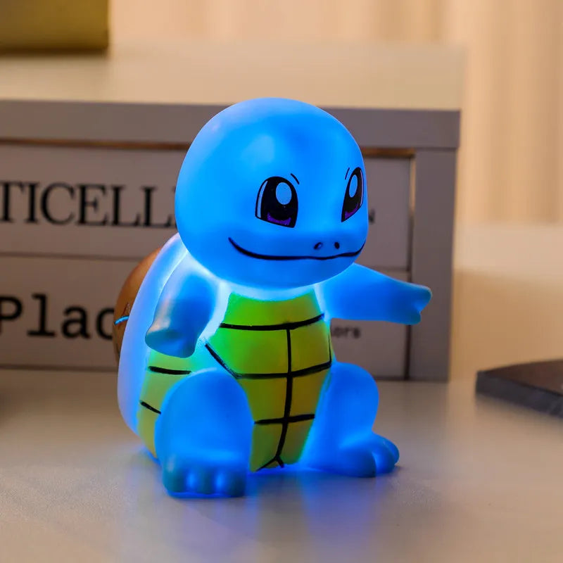 Figuras de Pokémon Pikachu, modelo de luz, adorno, figura de juguete de Anime, Squirtle Charmander, muñecas con luz eléctrica, regalos de cumpleaños para niños