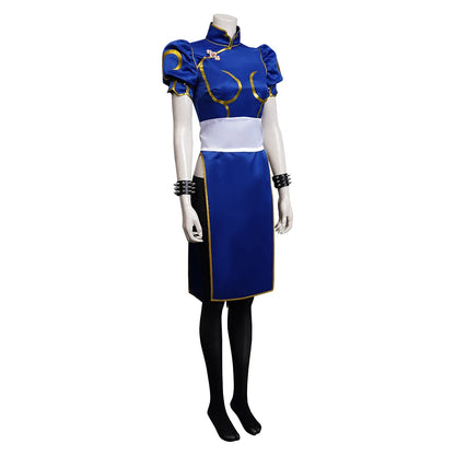 Chun Li Cosplay Kleid Kostüm Spiel SF Rolle Spielen Blaue Röcke Outfit Frauen Full Set Weibliche Halloween Party Disguise Anzug für Dame