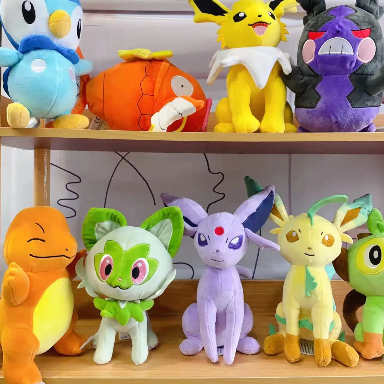 18-28cm Pokemon Plüsch Spielzeug Grookey Sprigatito Oshawott Leafeon Espeon Morpeko Gonbe Mimikyu Anime Figur Peluche Spielzeug