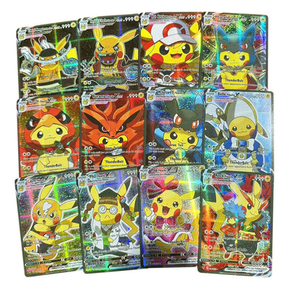 27-55 Teile/schachtel Neue Pokemon Anime Holographische Karten Pikachu Charaktere Cosplay Englisch Shiny Sammlung Trading Card Spielzeug Kinder Geschenk