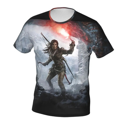 Camiseta de poliéster con cuello redondo de Lara Croft, camiseta fina Original de Tomb Raider Jonah Maiava, ropa para hombre, gran oferta