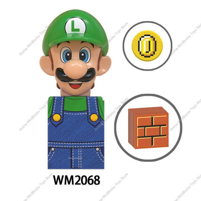 WM6103 Super Bros juegos japoneses Luigi Yoshi Bowser Koopa Kinopio Wario Peach minifiguras de dibujos animados de Anime bloques de construcción