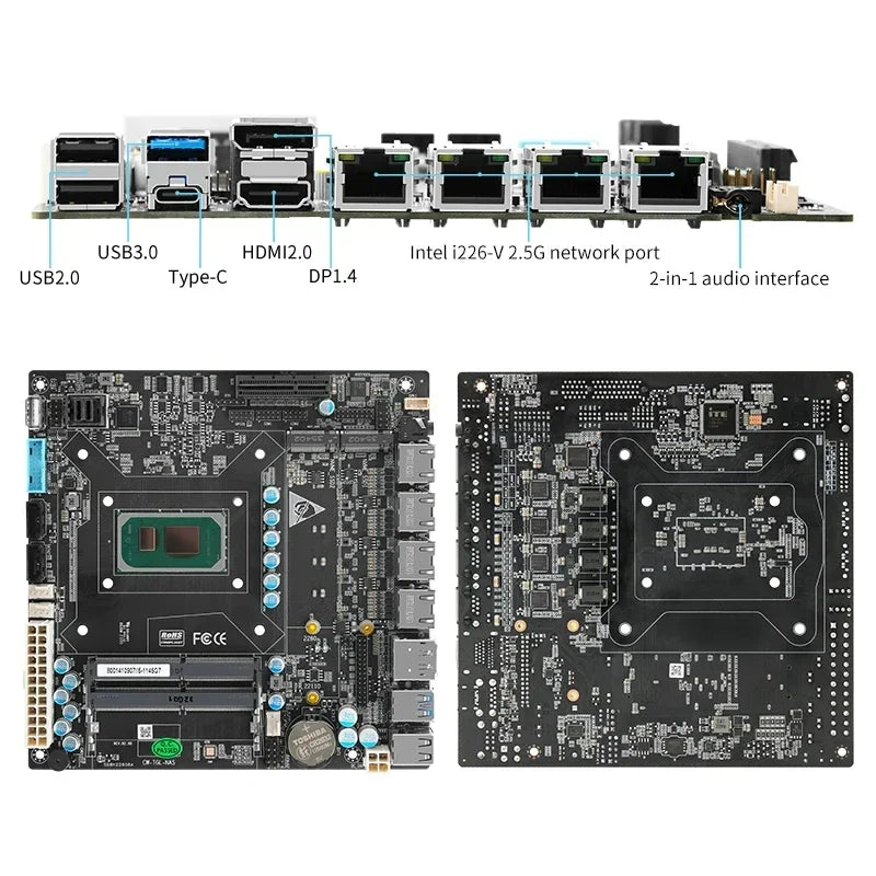 Topton 4x i226 2.5G NAS Motherboard 11th Gen Intel i7 1165G7 i5 1135G7 6 Bay 6xSATA 2xM.2 NVMe PCIEx4 Mini ITX Firewall Board