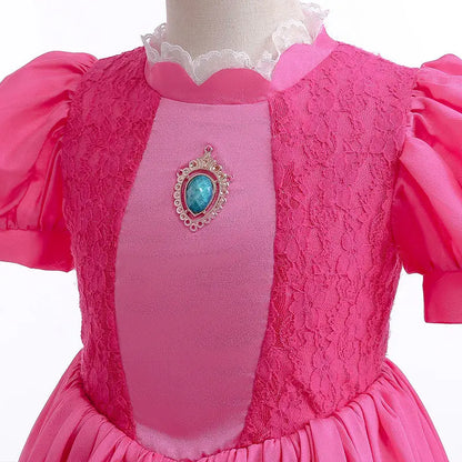 Peach Princess Dress For Girl Halloween Cosplay Costume Children Stage Performance Clothes Kids Birthday Carnival Party Outfits