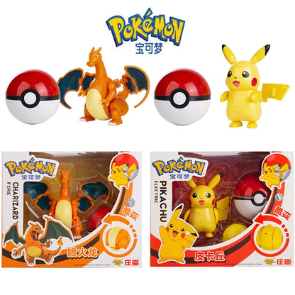 Figura de Pokémon Anime Charizard Pikachu Mewtwo monstruo de bolsillo acción deformación Pokeball figuras de juguete modelo niños regalo de Navidad