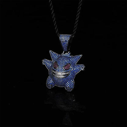 Pokemon Anime figuras de Gengar divertidos amuletos de la suerte COLLAR COLGANTE muñecas de dibujos animados joyería niñas juguete modelo accesorios regalo para niños