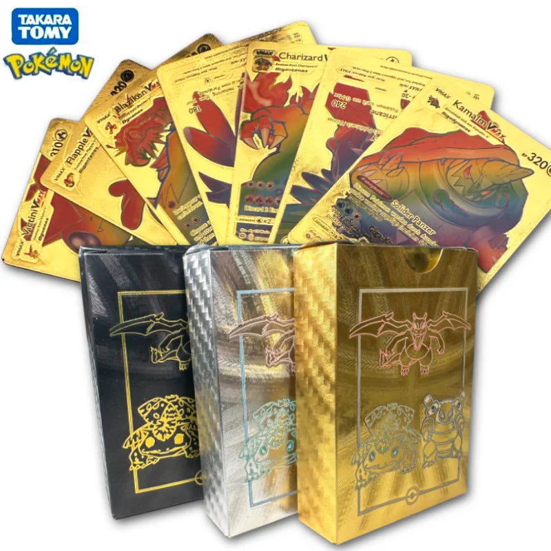 55 Stück Box Pokemon Bunte Karten Vmax Englisch Charizard Regenbogen Arceus V Star Schlacht Carte Sammelkarte Spielzeug für Kinder Geschenk