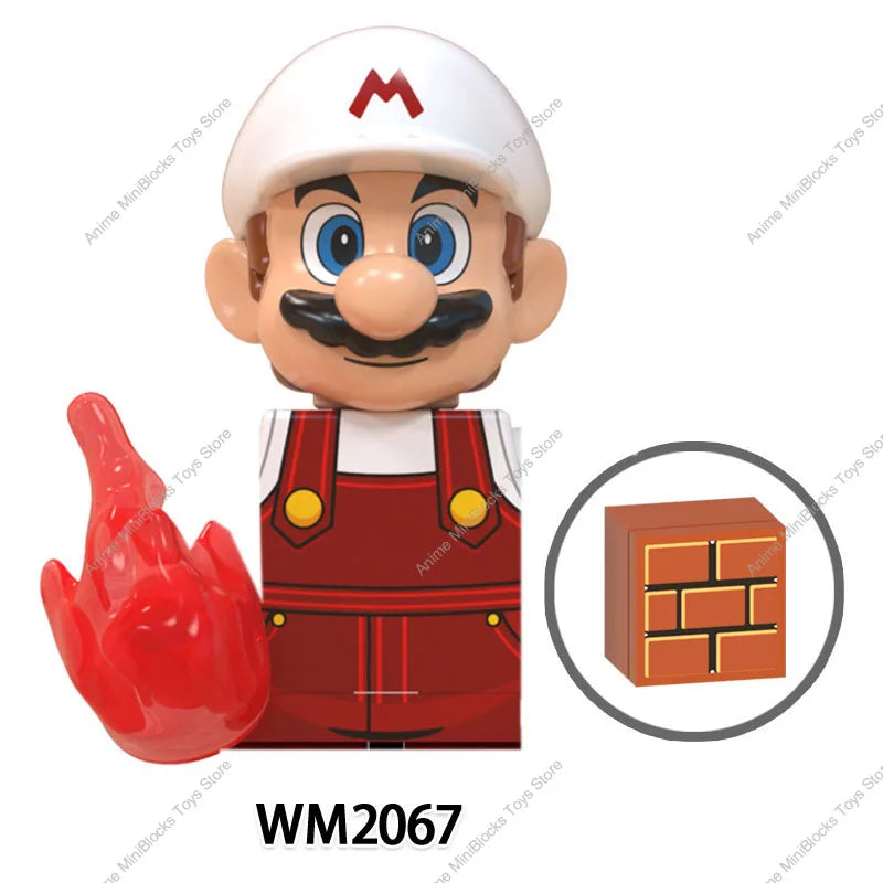 WM6103 Super Bros juegos japoneses Luigi Yoshi Bowser Koopa Kinopio Wario Peach minifiguras de dibujos animados de Anime bloques de construcción