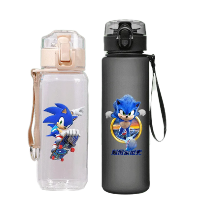 530/560 ml Anime Cartoon Sonic The Hedgehog Wasserflasche mit Zeitmarkierung Tragbare wiederverwendbare Plastikbecher Sommer Wasserbecher